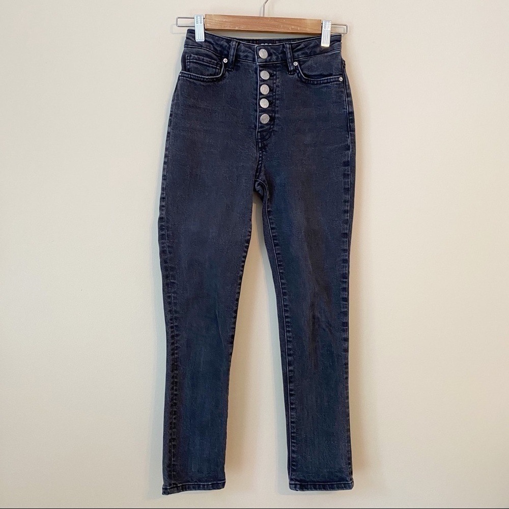 BDG Girlfriend High Rise Button Fly Faded Black Skinny Jeans - 25